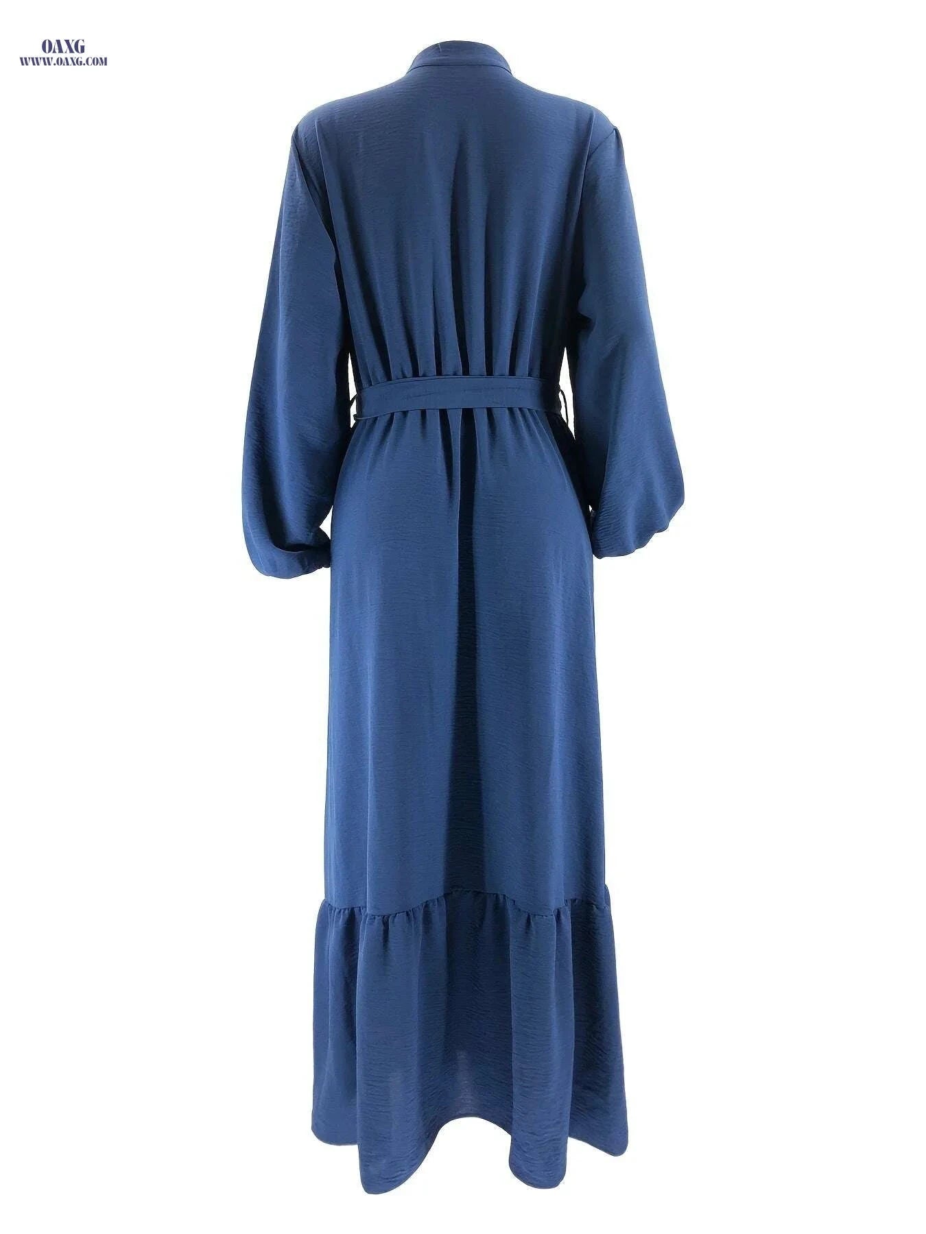 Women's Burgundy Modest Abaya Dress - Long Sleeve, Button Front   OAXG 