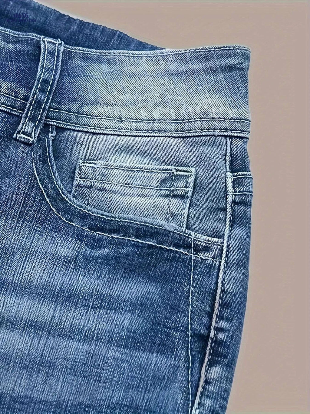 Women's Butterfly Print Flared Jeans - High Stretch Denim for Spring   OAXG 