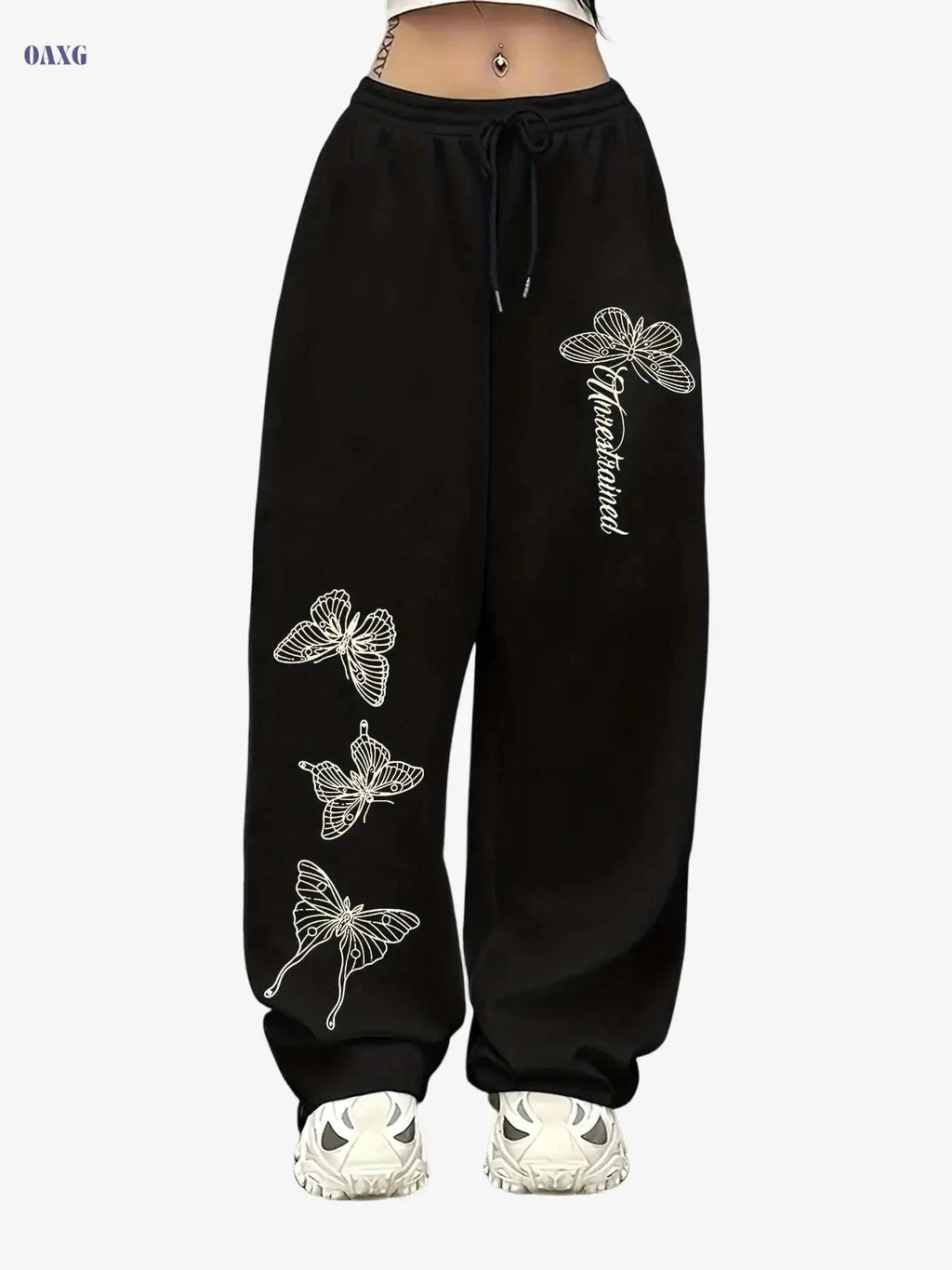 Women's Butterfly Print Wide-Leg Pants - Casual Stretch Trousers   OAXG 