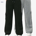 Women's Cargo Pants - Red & Black Sweatpants with Elastic Waistband   OAXG Black+gray / S