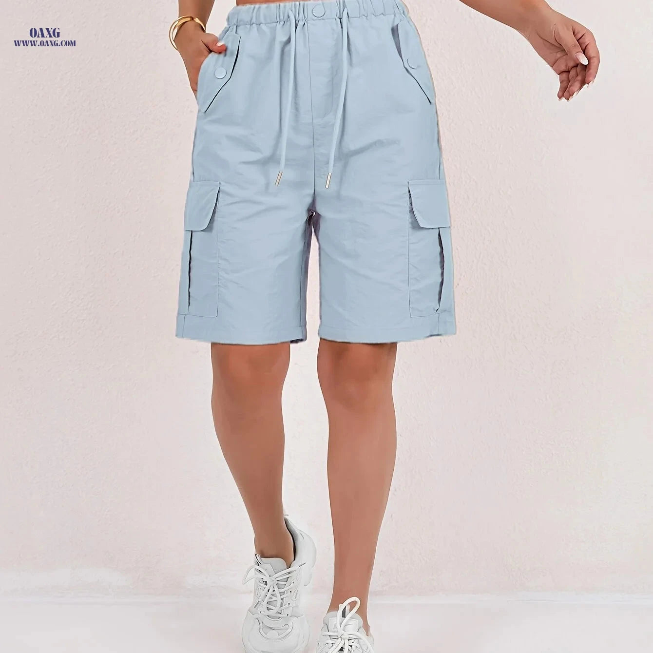 Women's Cargo Shorts - Loose-Fitting, Casual, Multiple Pockets   OAXG 