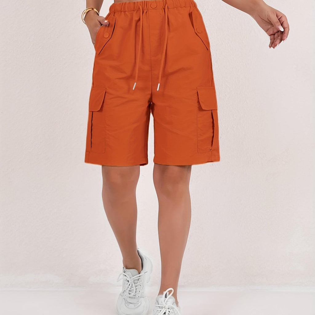 Women's Cargo Shorts - Loose-Fitting, Casual, Multiple Pockets   OAXG 