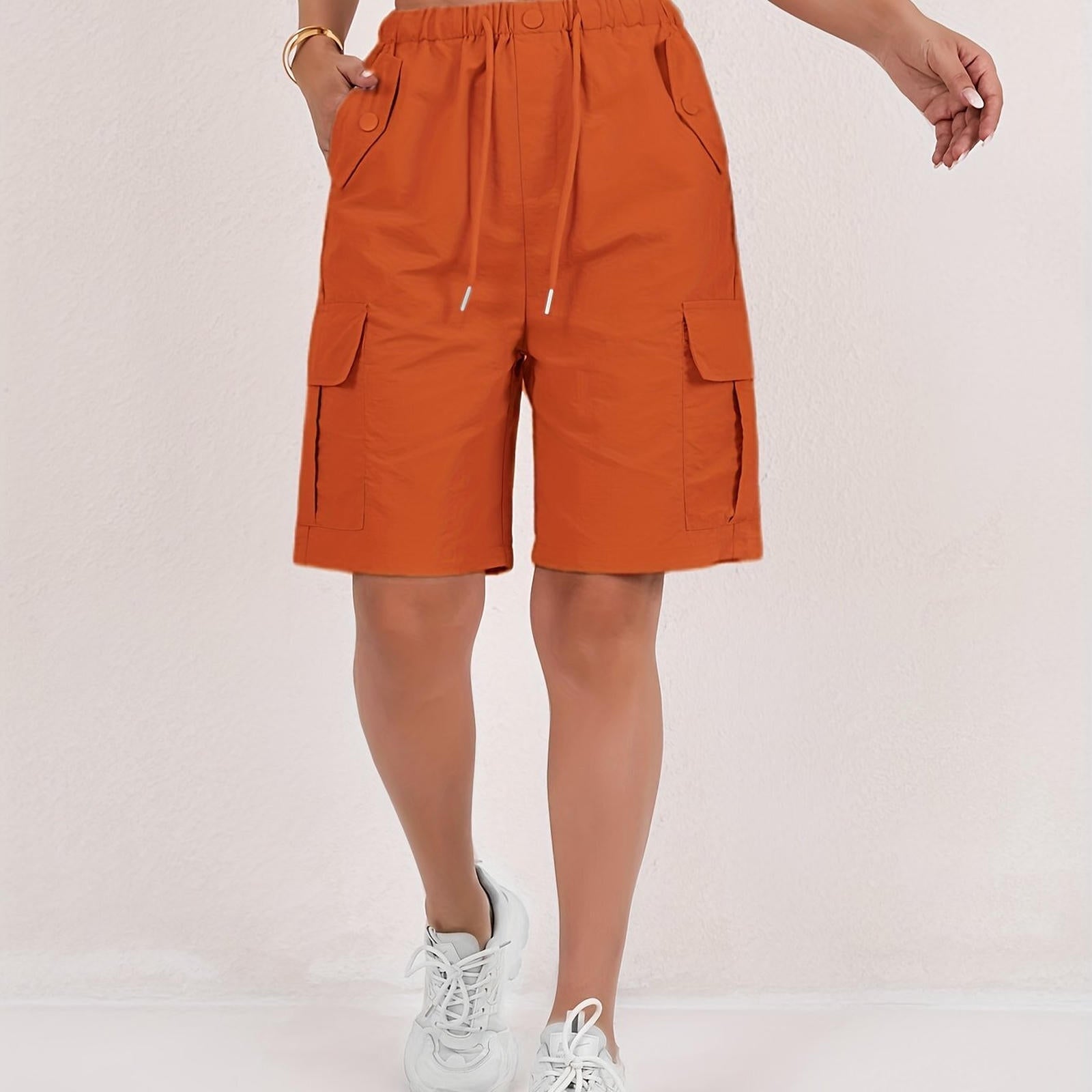 Women's Cargo Shorts - Loose-Fitting, Casual, Multiple Pockets   OAXG 