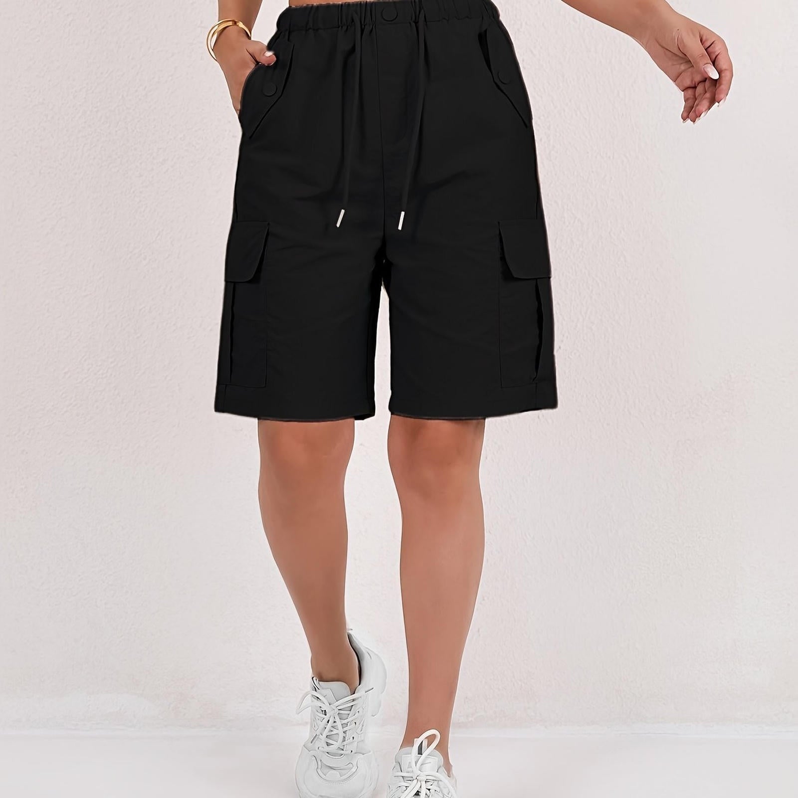 Women's Cargo Shorts - Loose-Fitting, Casual, Multiple Pockets   OAXG 