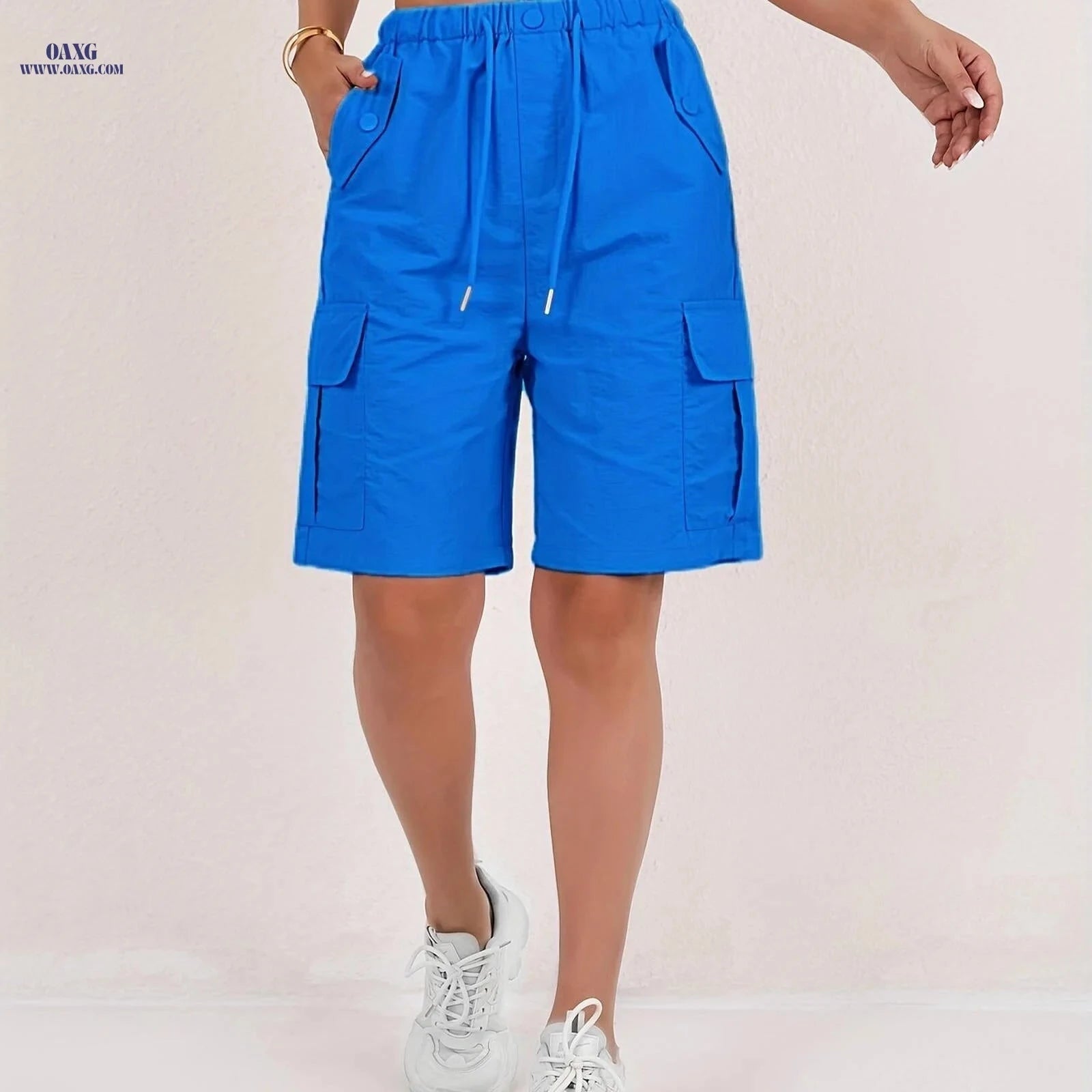 Women's Cargo Shorts - Loose-Fitting, Casual, Multiple Pockets   OAXG 