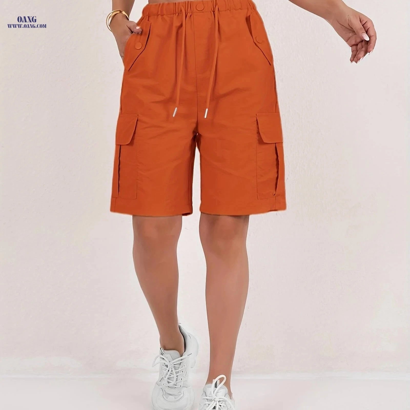 Women's Cargo Shorts - Loose-Fitting, Casual, Multiple Pockets   OAXG 