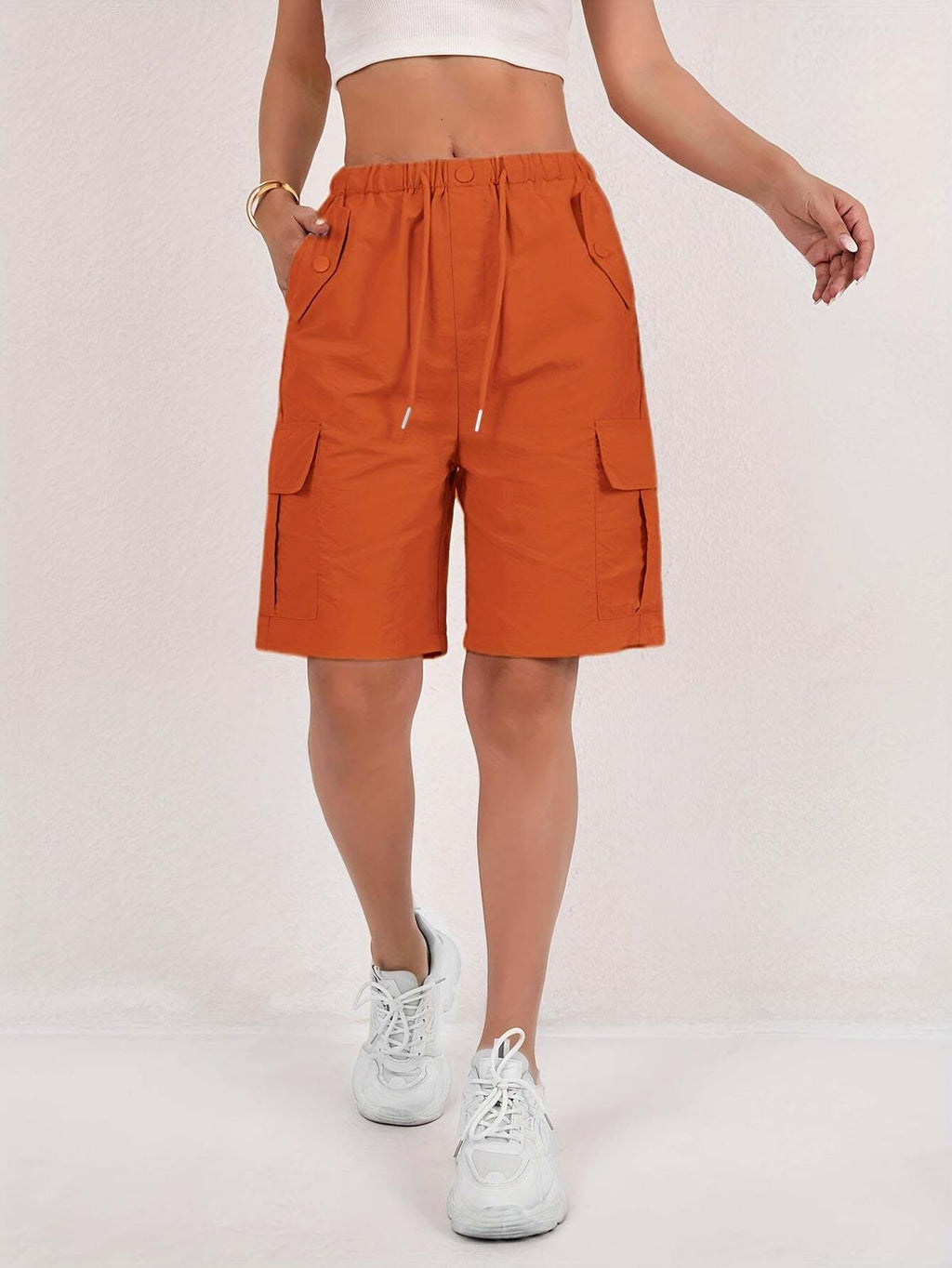 Women's Cargo Shorts - Loose-Fitting, Casual, Multiple Pockets   OAXG 