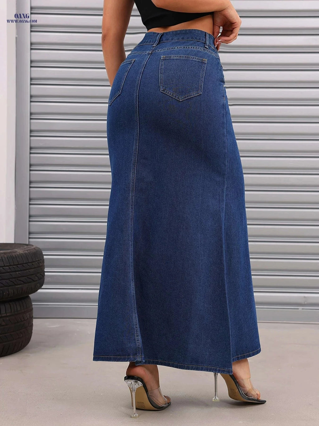 Women's Casual Bodycon Long Denim Skirt - Spring/Summer Fashion   OAXG 