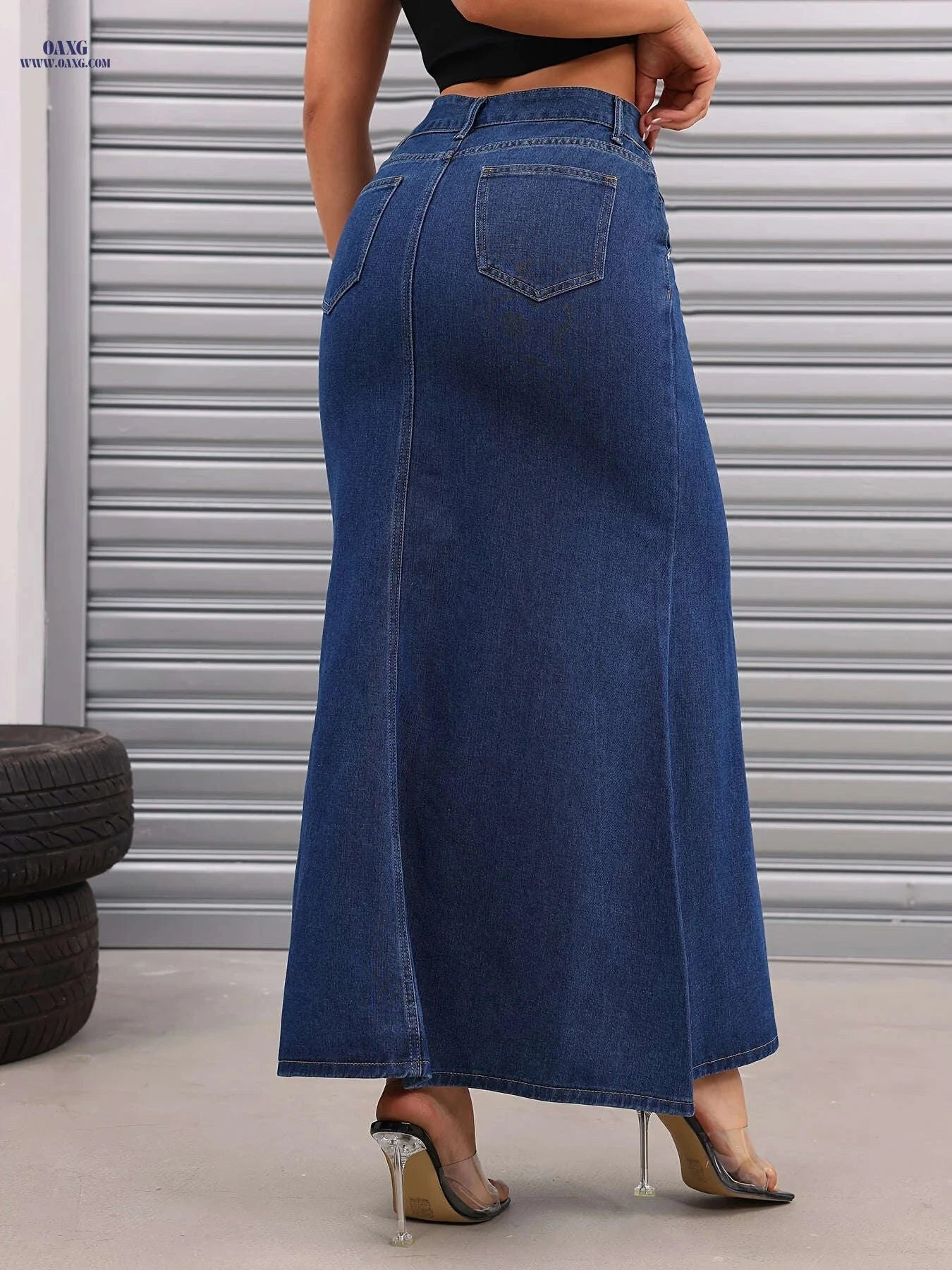 Women's Casual Bodycon Long Denim Skirt - Spring/Summer Fashion   OAXG 