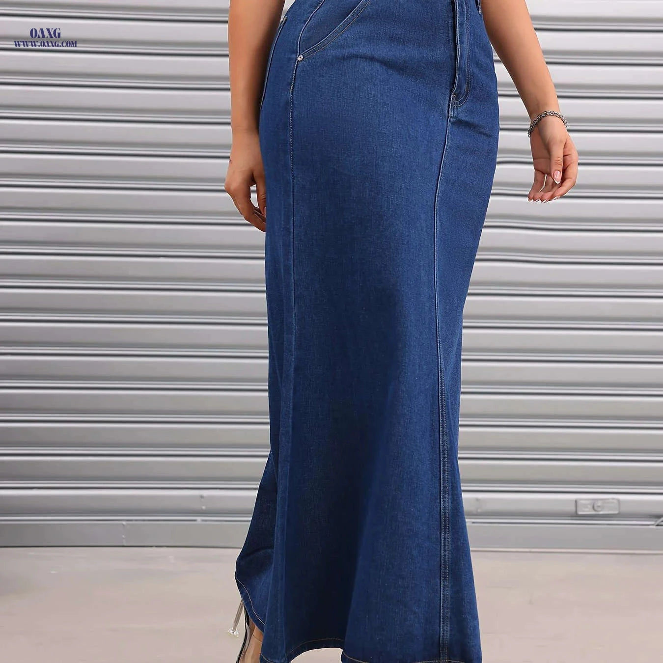 Women's Casual Bodycon Long Denim Skirt - Spring/Summer Fashion   OAXG 
