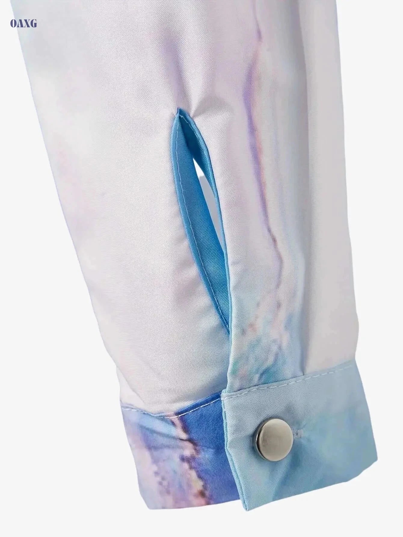 Women's Casual Button-Up Shirt - Abstract Print, Lightweight for All Seasons   OAXG Sky Blue / S