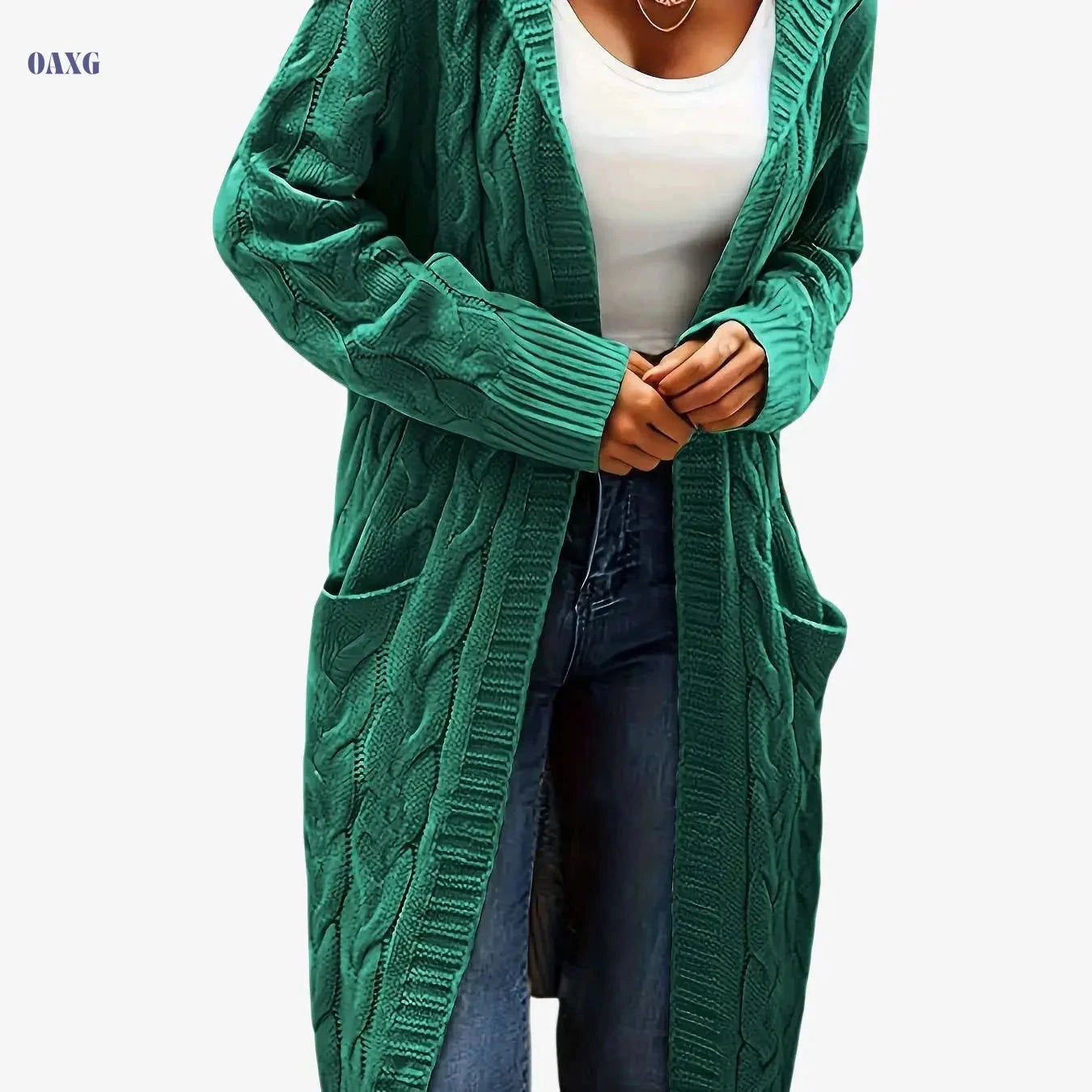 Women's Casual Cardigan Sweater - Cozy Open Front with Pockets   OAXG 