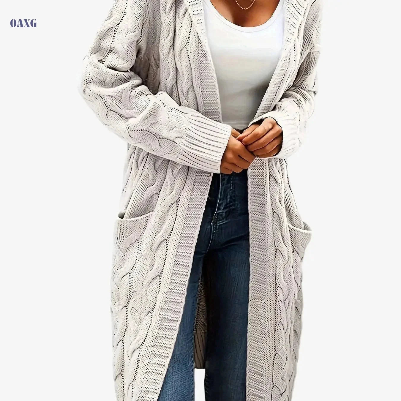 Women's Casual Cardigan Sweater - Cozy Open Front with Pockets   OAXG 
