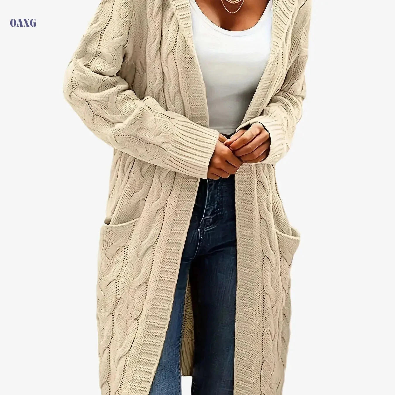 Women's Casual Cardigan Sweater - Cozy Open Front with Pockets   OAXG 