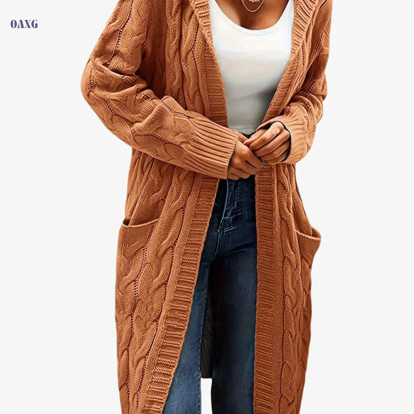Women's Casual Cardigan Sweater - Cozy Open Front with Pockets   OAXG 