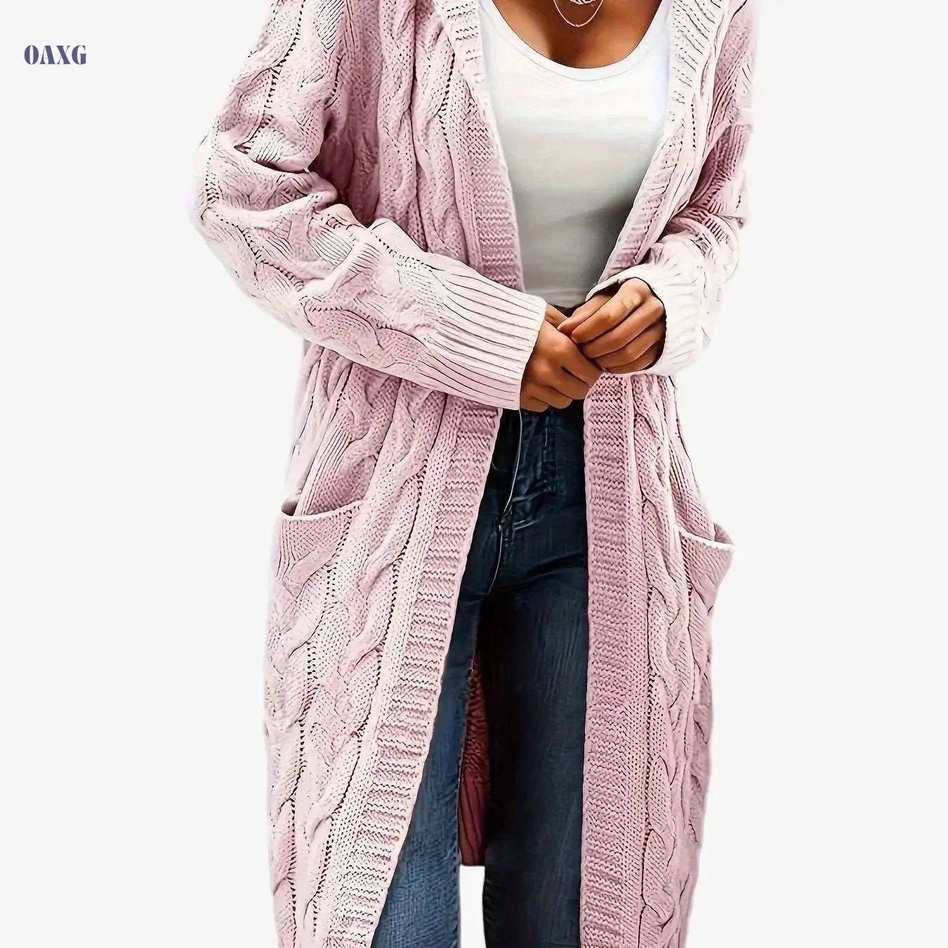 Women's Casual Cardigan Sweater - Cozy Open Front with Pockets   OAXG 