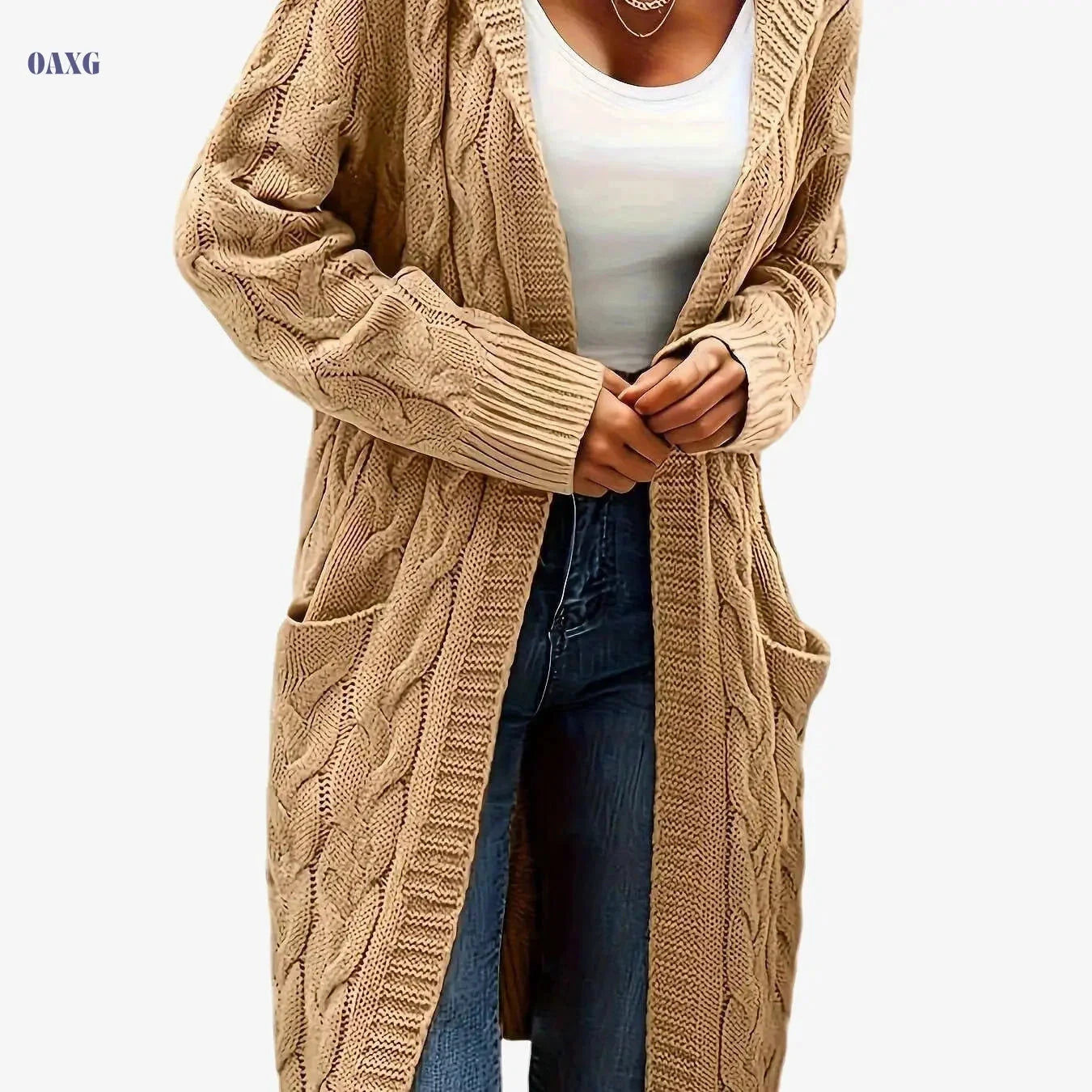 Women's Casual Cardigan Sweater - Cozy Open Front with Pockets   OAXG 
