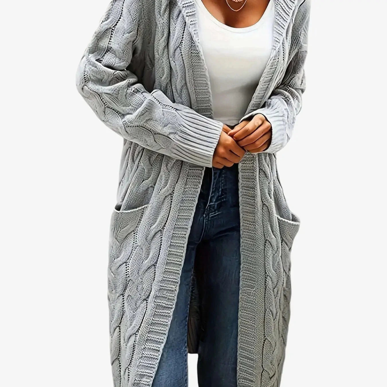 Women's Casual Cardigan Sweater - Cozy Open Front with Pockets   OAXG 