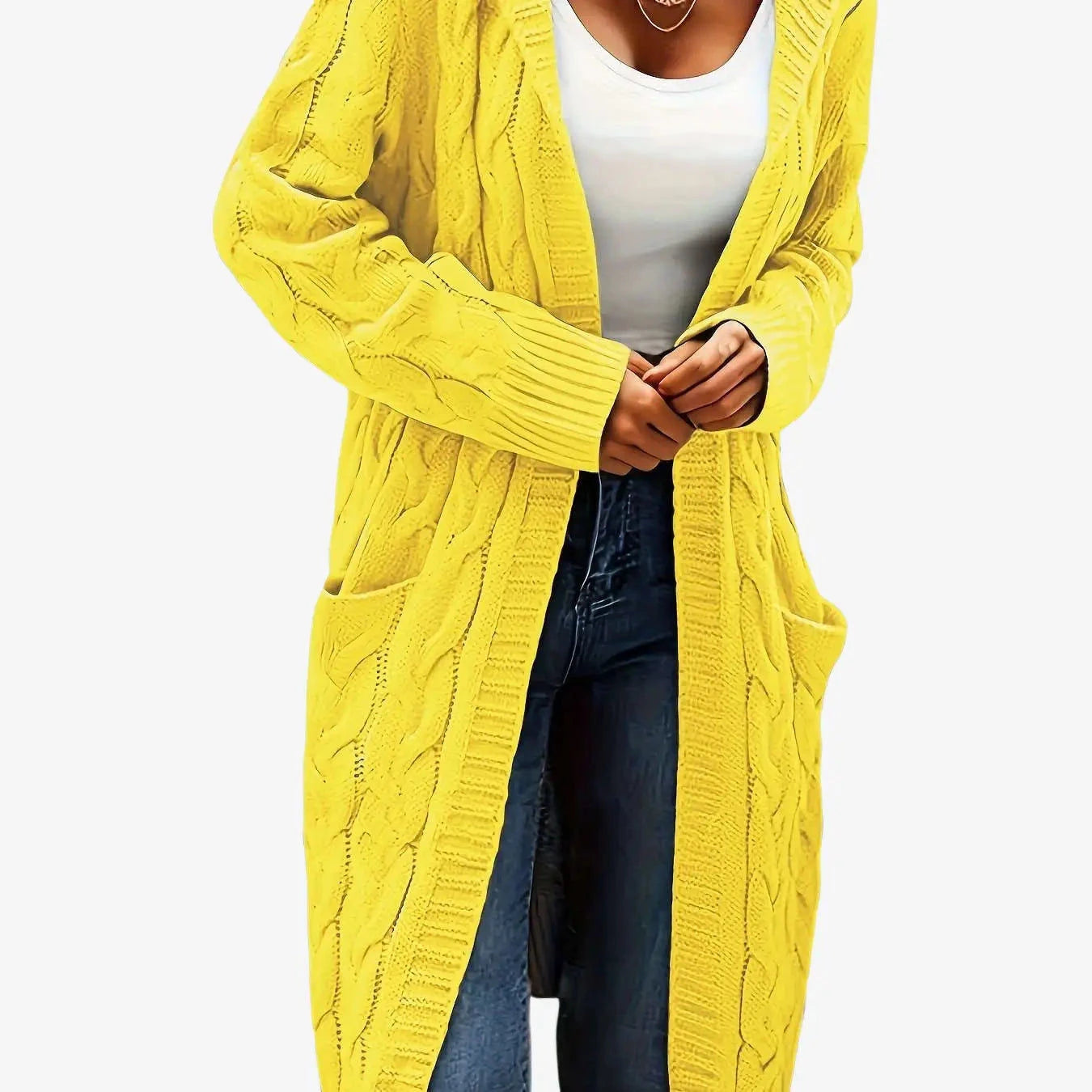 Women's Casual Cardigan Sweater - Cozy Open Front with Pockets   OAXG 