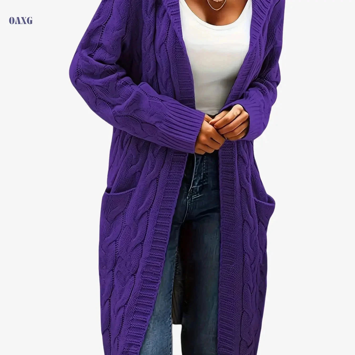 Women's Casual Cardigan Sweater - Cozy Open Front with Pockets   OAXG 