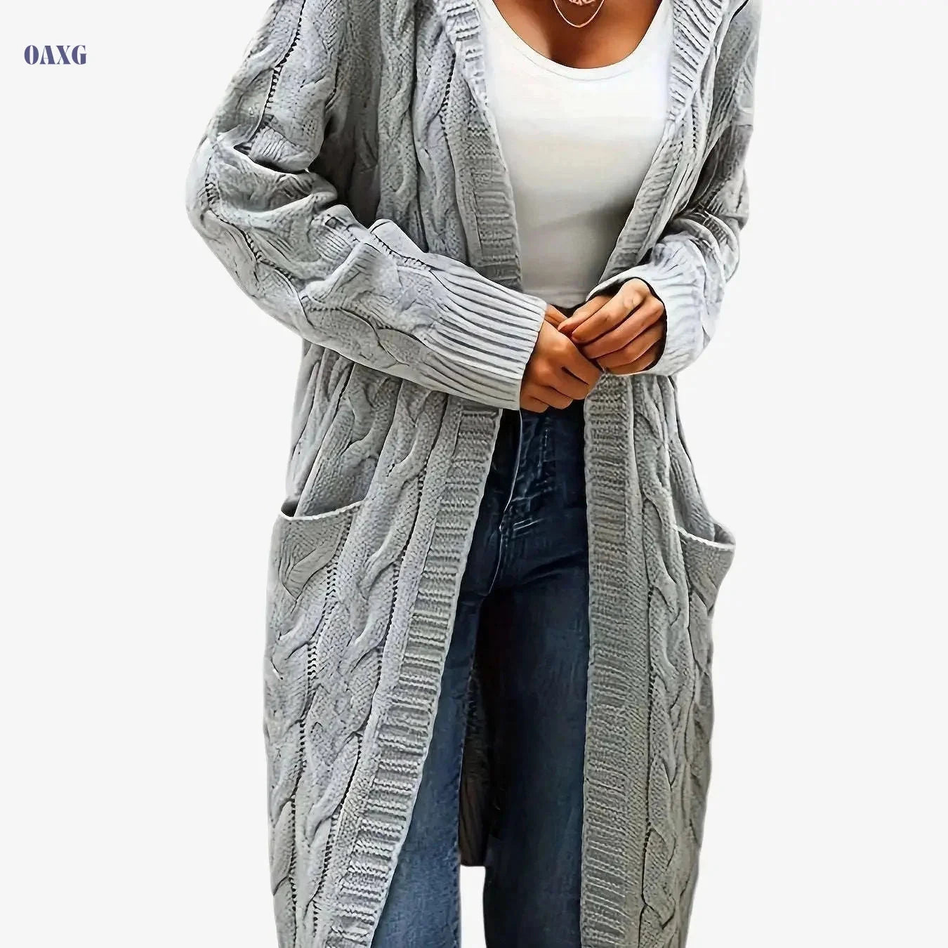 Women's Casual Cardigan Sweater - Cozy Open Front with Pockets   OAXG 