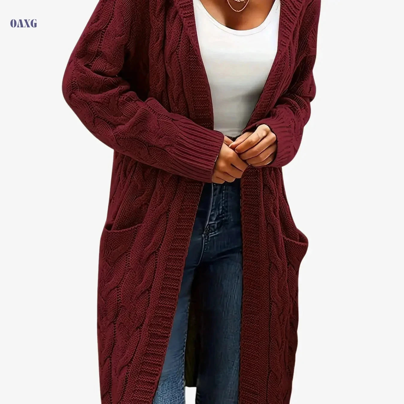 Women's Casual Cardigan Sweater - Cozy Open Front with Pockets   OAXG Avocado Color / S