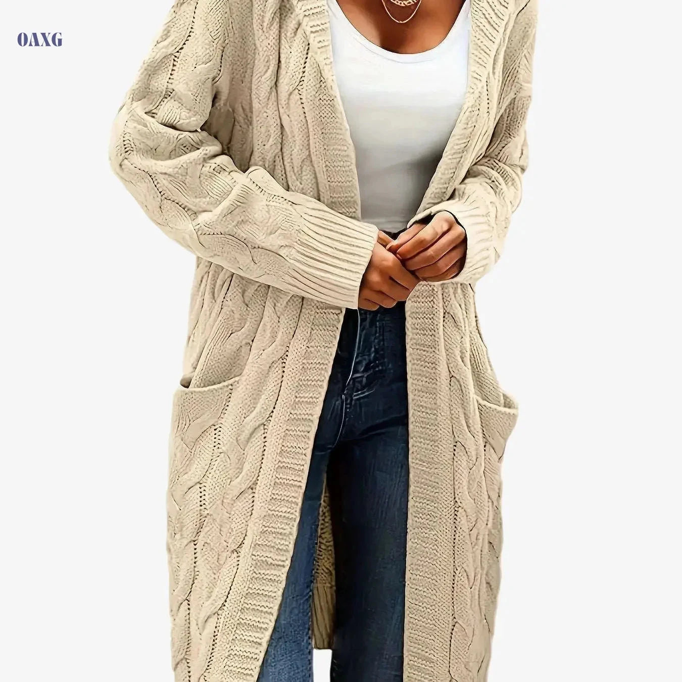 Women's Casual Cardigan Sweater - Cozy Open Front with Pockets   OAXG Avocado Color / S