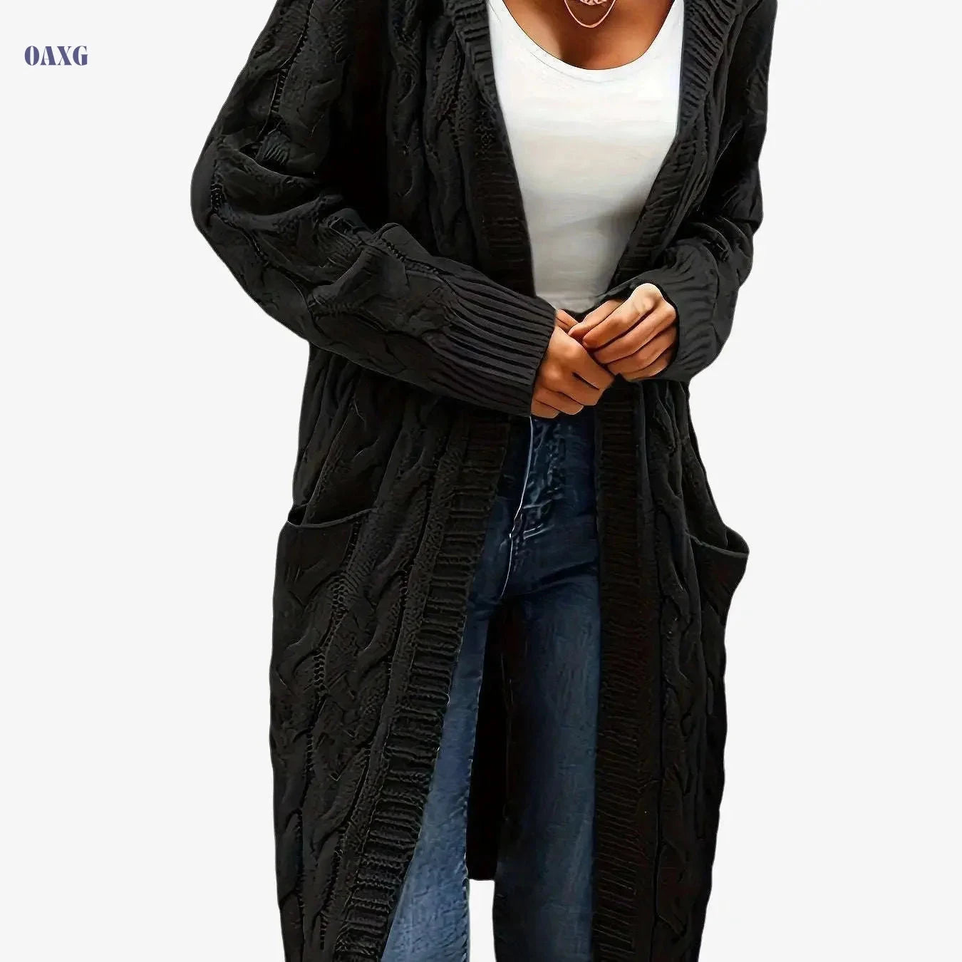 Women's Casual Cardigan Sweater - Cozy Open Front with Pockets   OAXG 