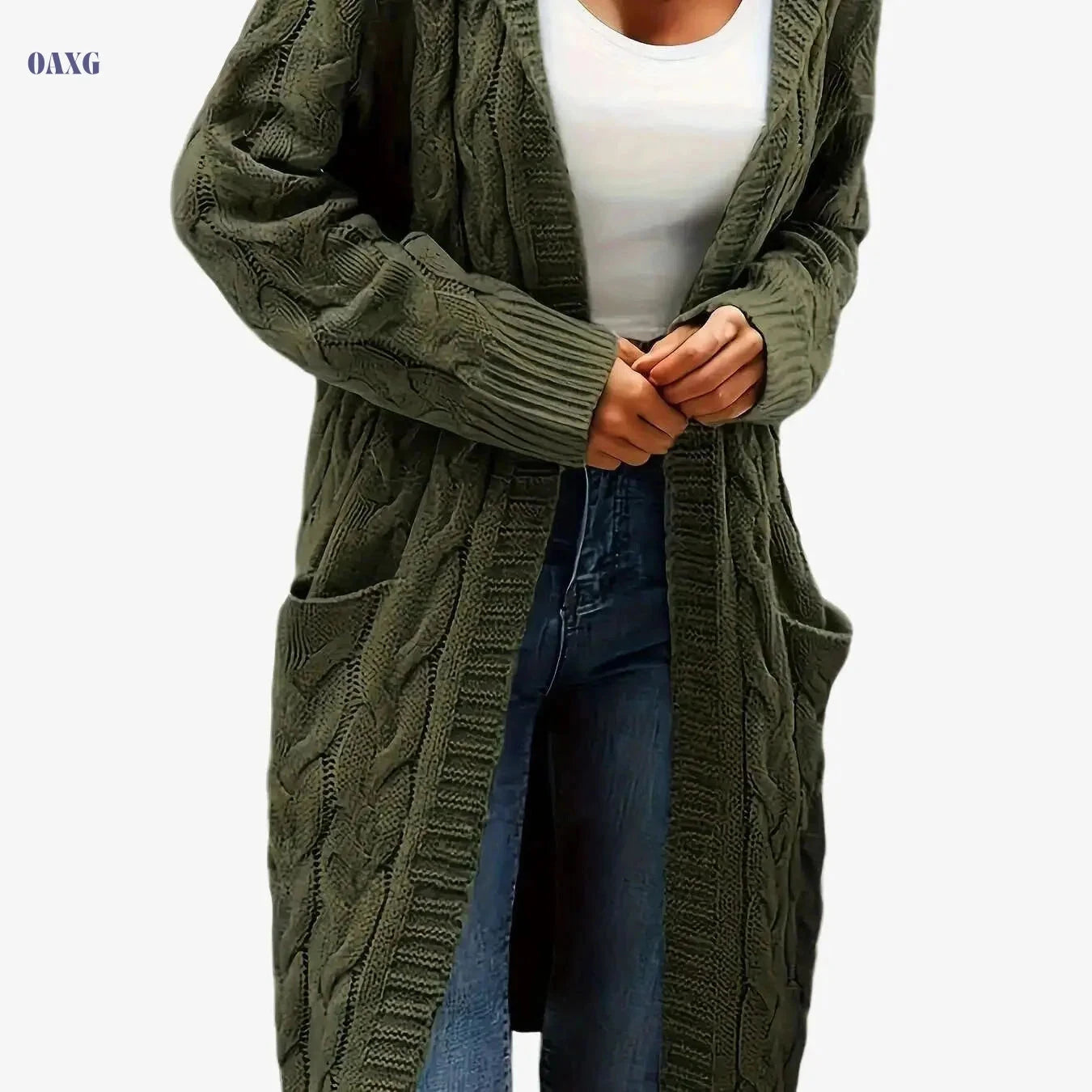 Women's Casual Cardigan Sweater - Cozy Open Front with Pockets   OAXG 