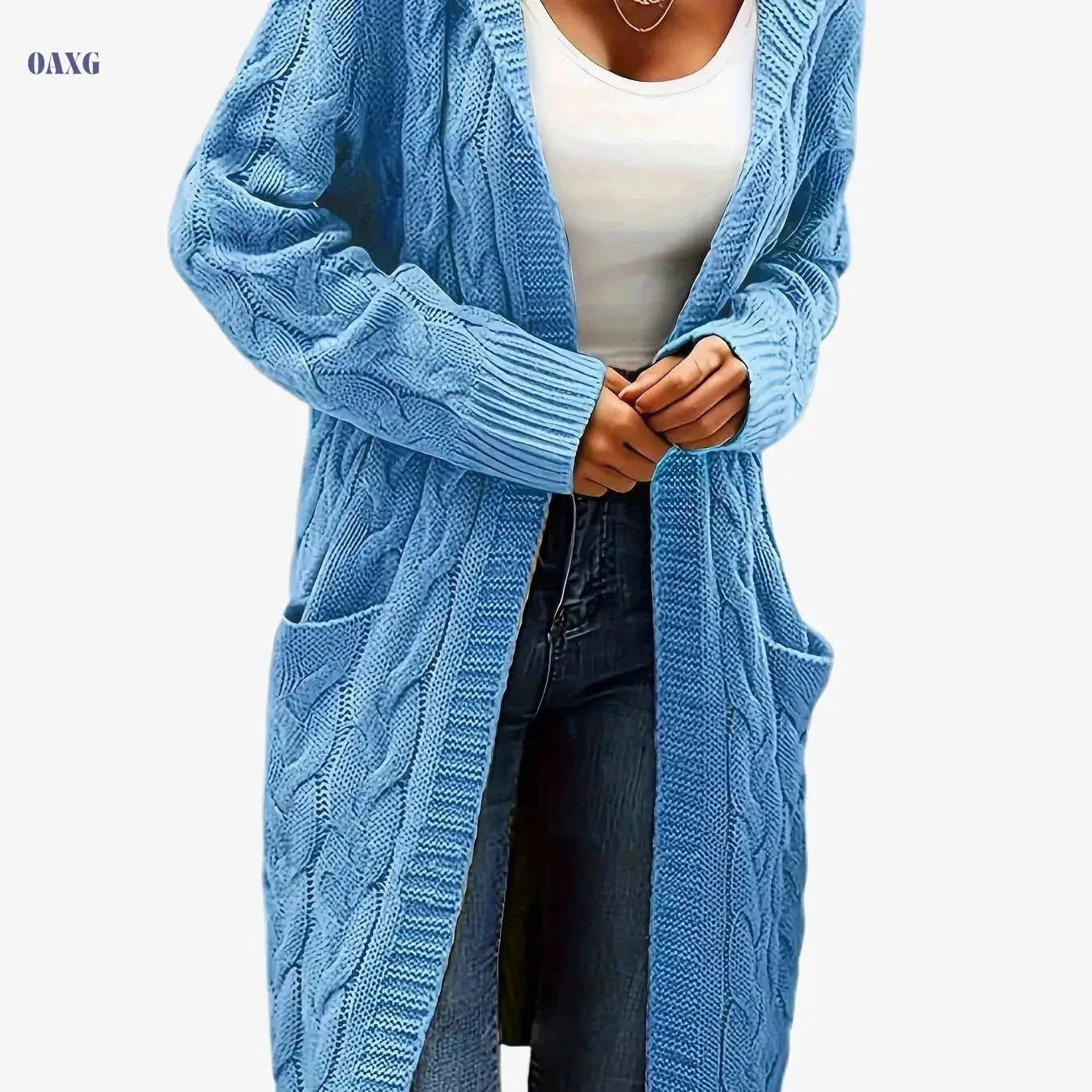 Women's Casual Cardigan Sweater - Cozy Open Front with Pockets   OAXG 