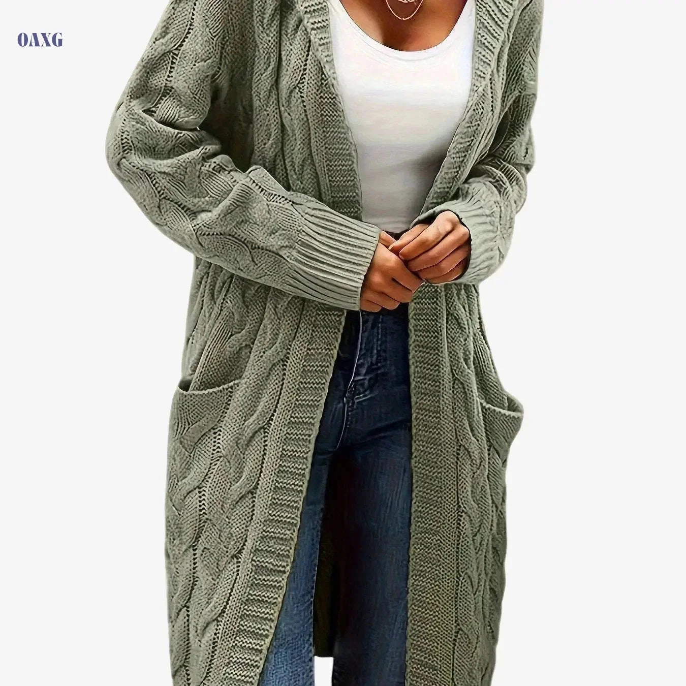 Women's Casual Cardigan Sweater - Cozy Open Front with Pockets   OAXG 