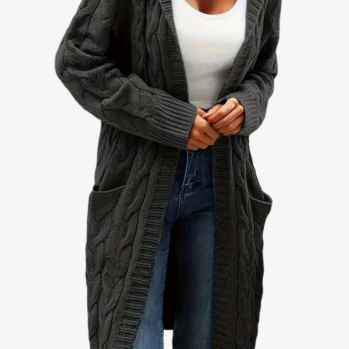 Women's Casual Cardigan Sweater - Cozy Open Front with Pockets   OAXG 