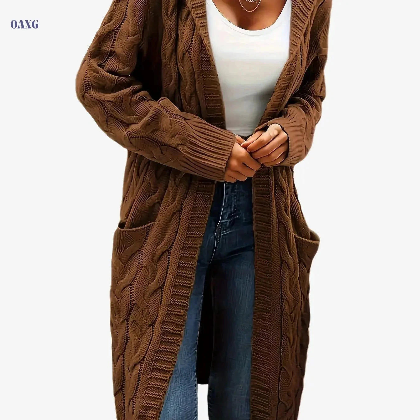 Women's Casual Cardigan Sweater - Cozy Open Front with Pockets   OAXG 
