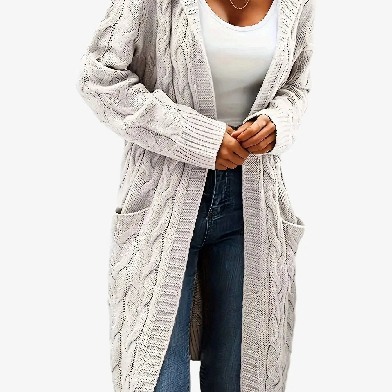 Women's Casual Cardigan Sweater - Cozy Open Front with Pockets   OAXG 