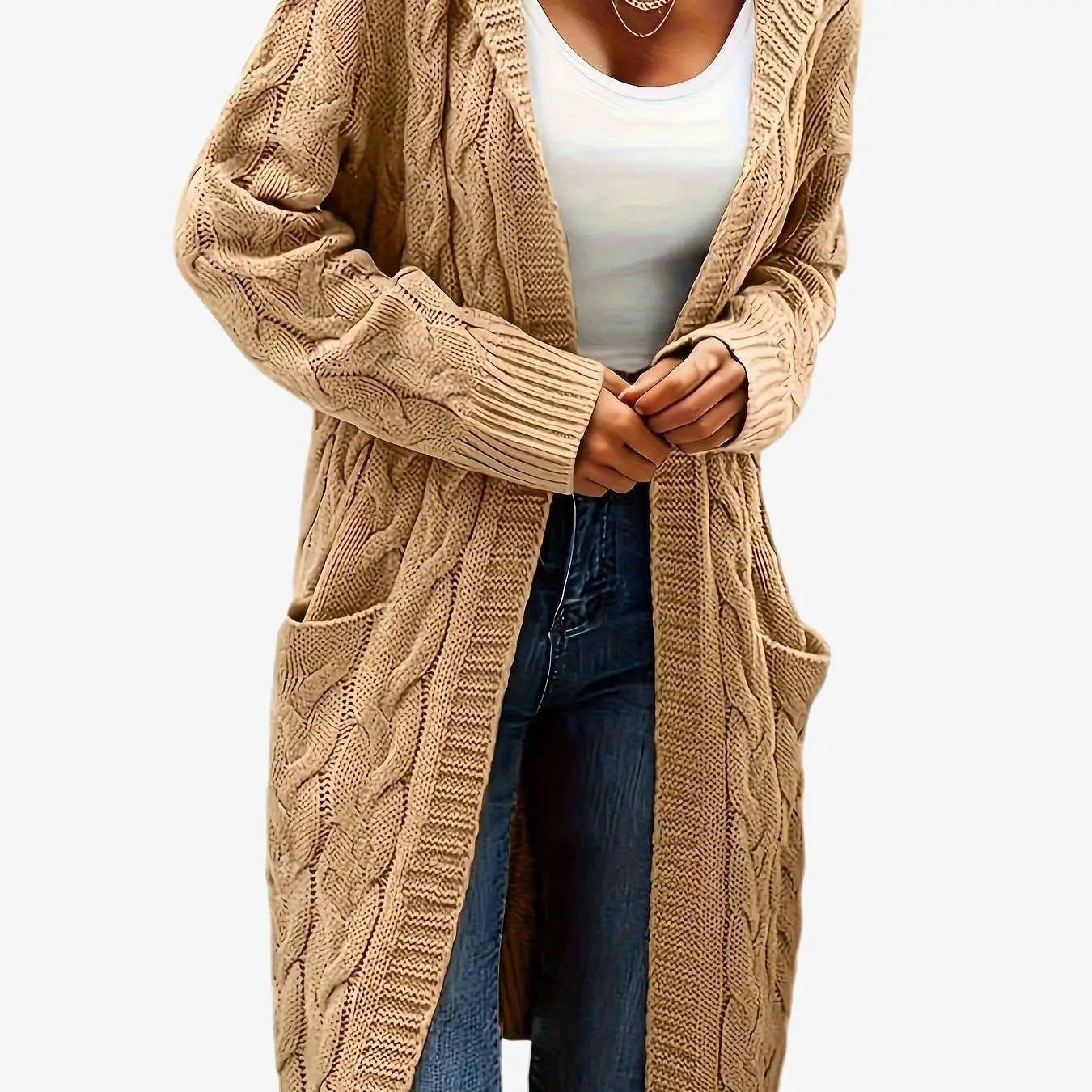 Women's Casual Cardigan Sweater - Cozy Open Front with Pockets   OAXG 