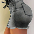Women's Casual Denim Skirt - Stylish Fringe Hem for Summer Wear   OAXG grey / S