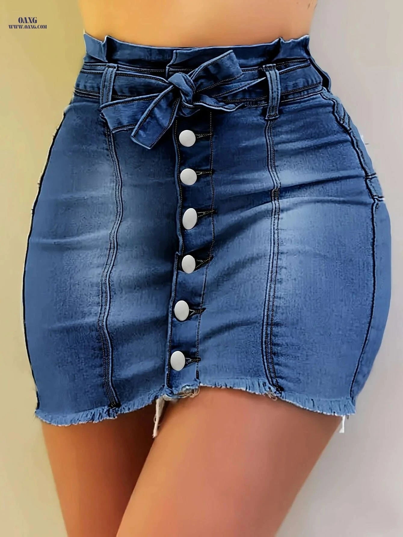 Women's Casual Denim Skirt - Stylish Fringe Hem for Summer Wear   OAXG grey / S