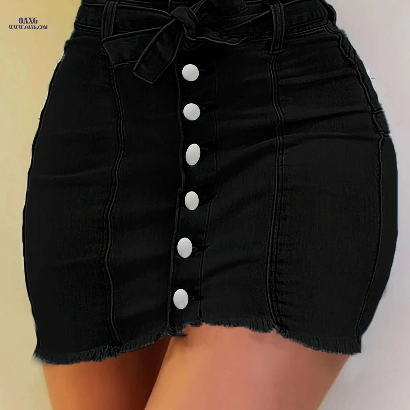 Women's Casual Denim Skirt - Stylish Fringe Hem for Summer Wear   OAXG 