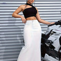 Women's Casual Elastic Splicing Skirt - Perfect for Spring to Fall   OAXG 