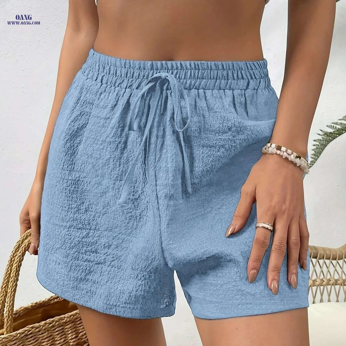 Women's Casual Elastic Waist Shorts - Lightweight & Breathable Fabric   OAXG 