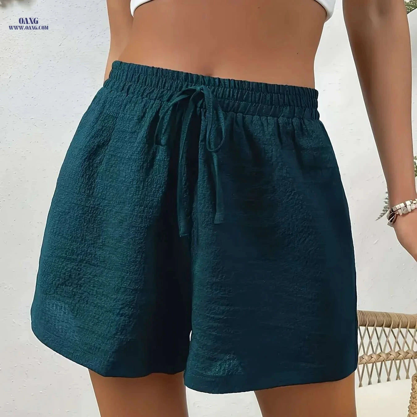 Women's Casual Elastic Waist Shorts - Lightweight & Breathable Fabric   OAXG 