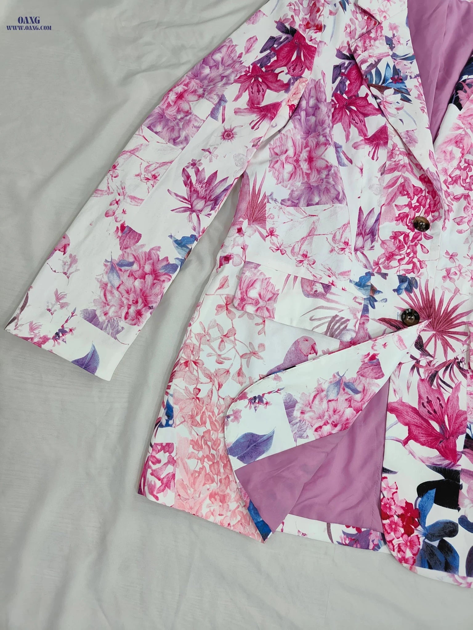 Women's Casual Fashion Blazer - Autumn/Winter Floral Style   OAXG pink color / S