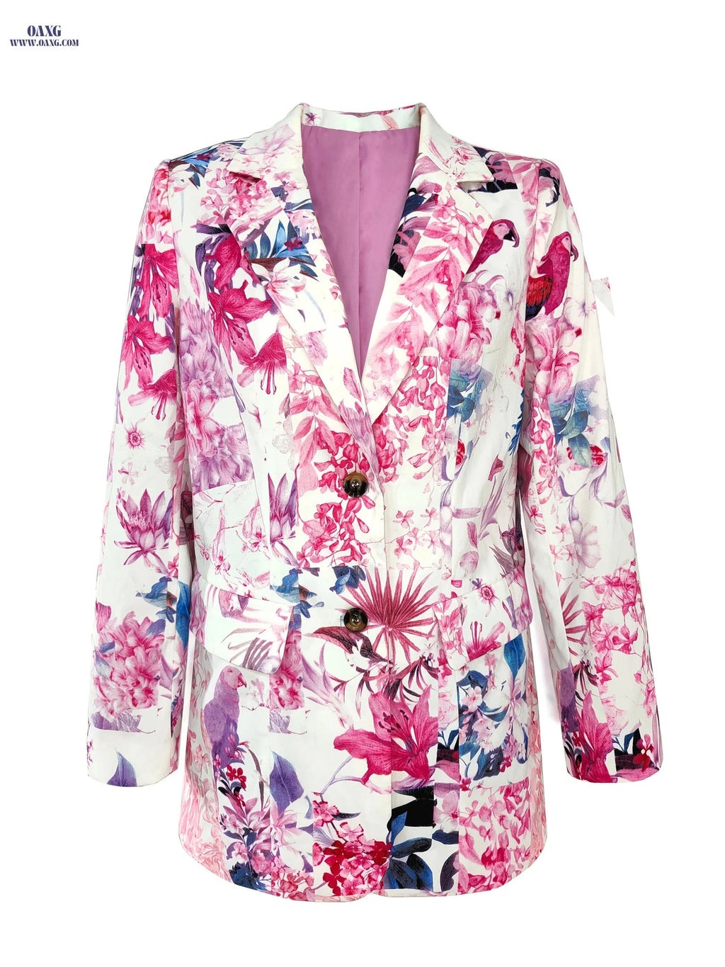 Women's Casual Fashion Blazer - Autumn/Winter Floral Style   OAXG pink color / S