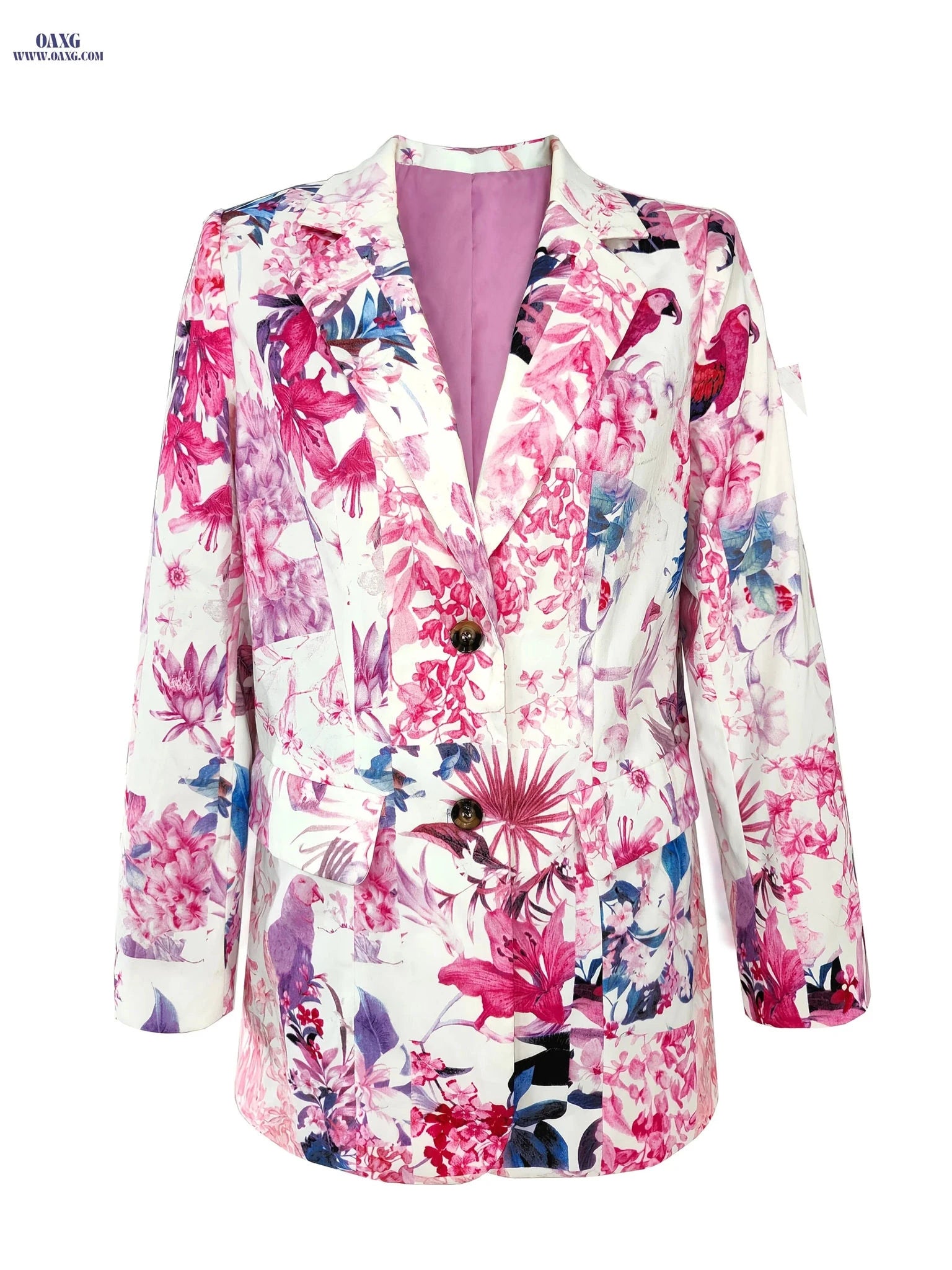 Women's Casual Fashion Blazer - Autumn/Winter Floral Style   OAXG pink color / S