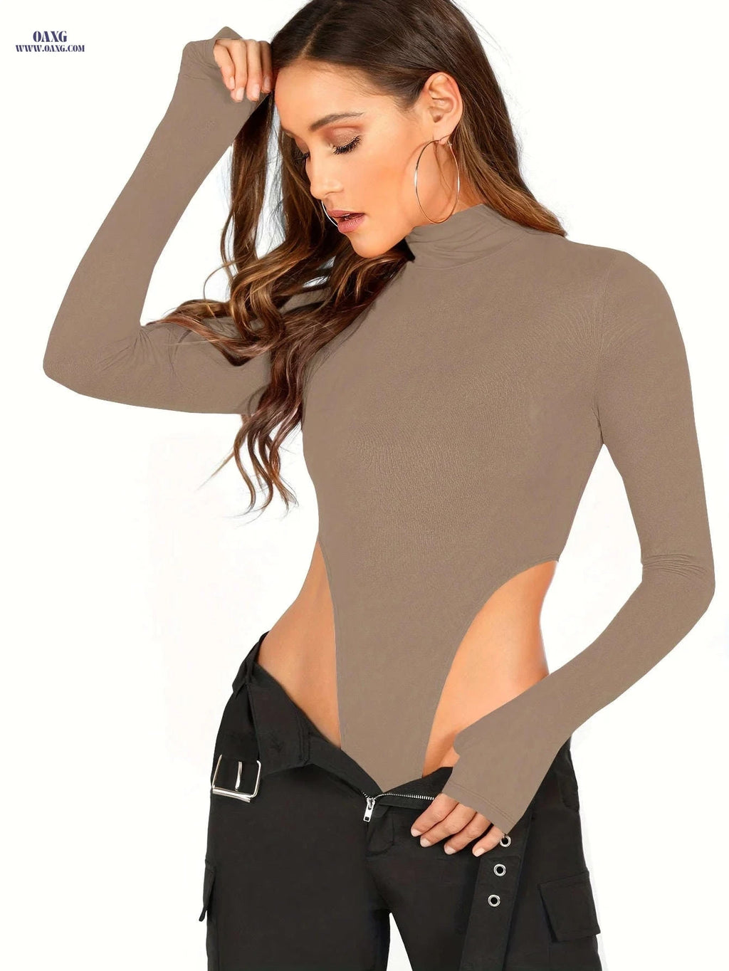 Women's Casual Fitted Jumpsuit Top - Elegant Dipped Hem Design   OAXG Black / S