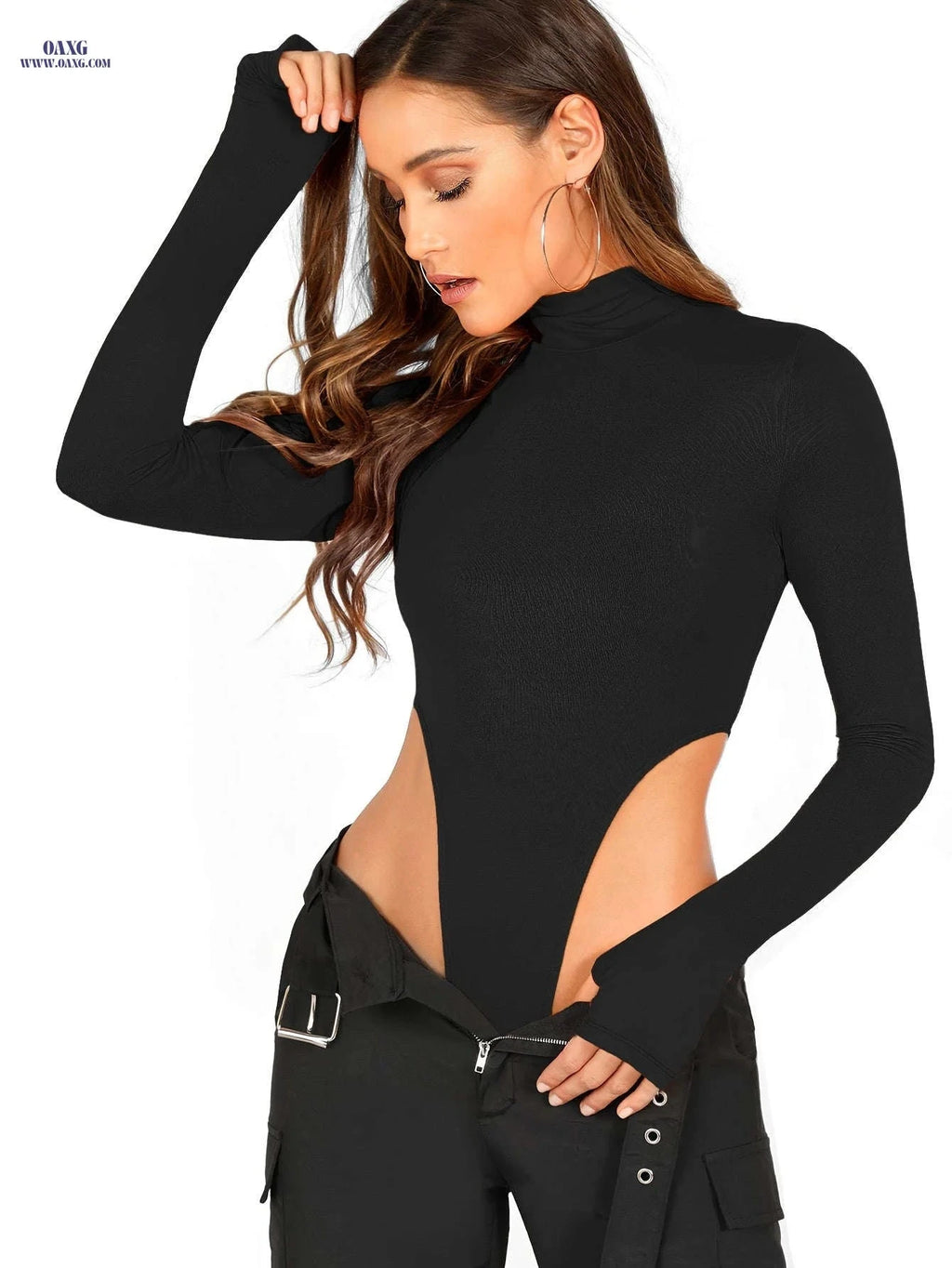 Women's Casual Fitted Jumpsuit Top - Elegant Dipped Hem Design   OAXG 