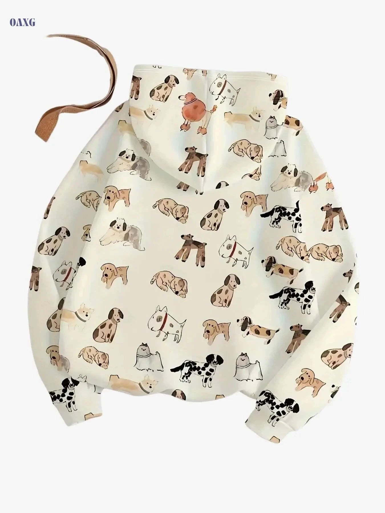 Women's Casual Hoodie - Geometric Dog Print, Machine Washable Pullover   OAXG 