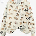 Women's Casual Hoodie - Geometric Dog Print, Machine Washable Pullover   OAXG Multicolor / S