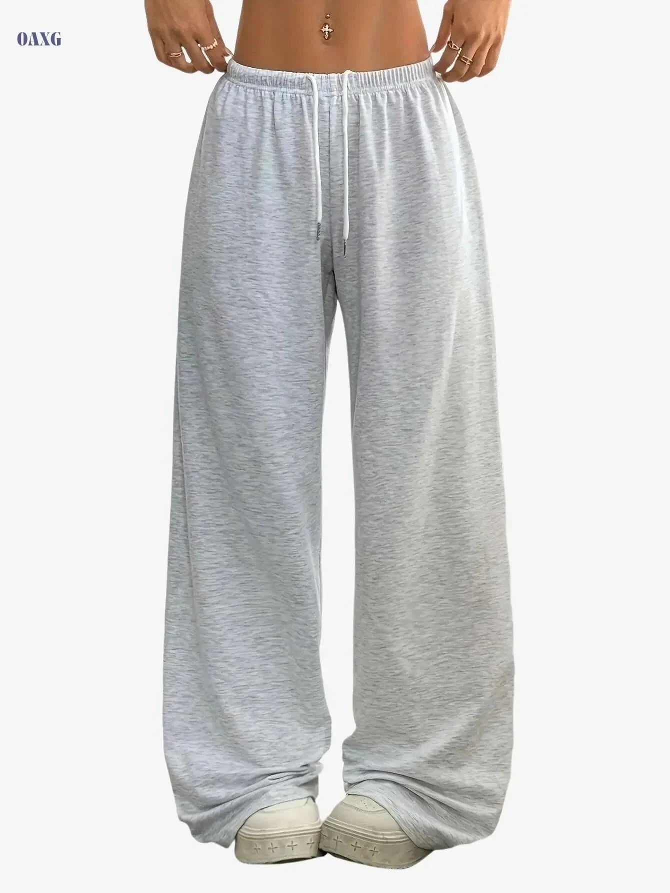 Women's Casual Joggers - Drawstring Wide Leg Pants for All Seasons   OAXG Black / XS