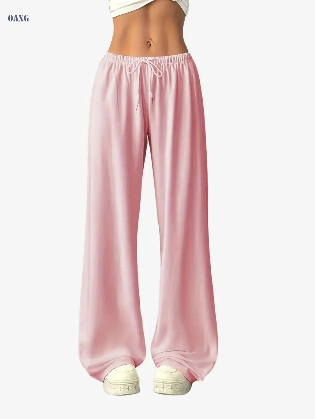 Women's Casual Joggers - Drawstring Wide Leg Pants for All Seasons   OAXG Black / XS